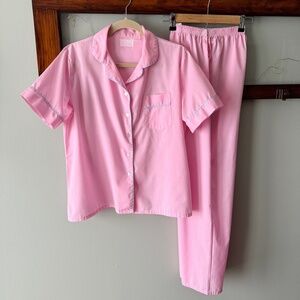 Matching Pajama Set Pastel Pink w/Blue Vintage Nite Mates